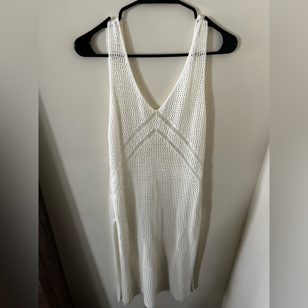 White Knit Sleeveless Bathing Suit Cover-Up Dress